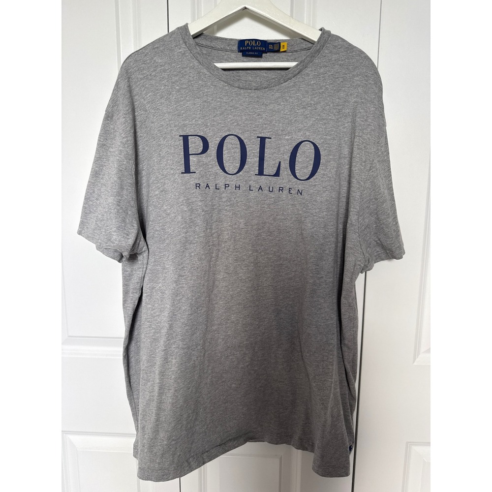 Polo Ralph Lauren Mens XXL Grey Classic Fit Graphic Logo T-Shirt Short Sleeve
